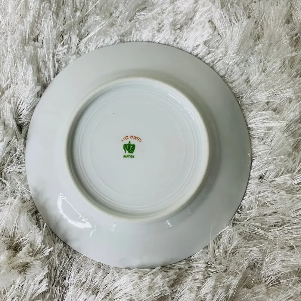 Nippon Hand Painted Rose Plate Pink Roses Green Leaves 5 3/8